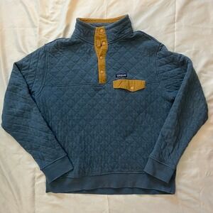 Patagonia Quilted Organic Cotton Snap-T Pullover Blue Mens Size L